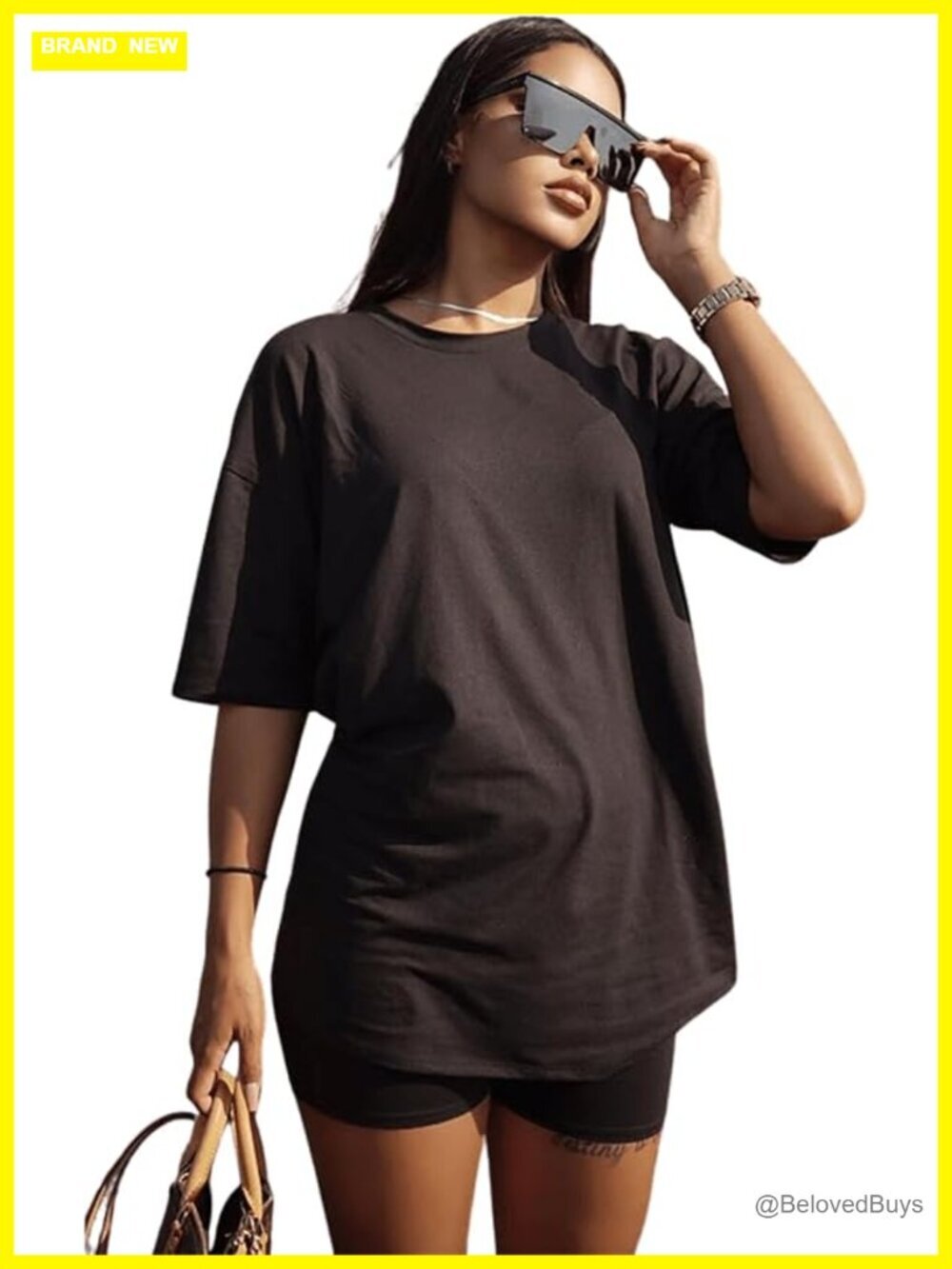 Oversized Short Sleeve Tee & High Waist Biker Shorts Matching Set Loungewear